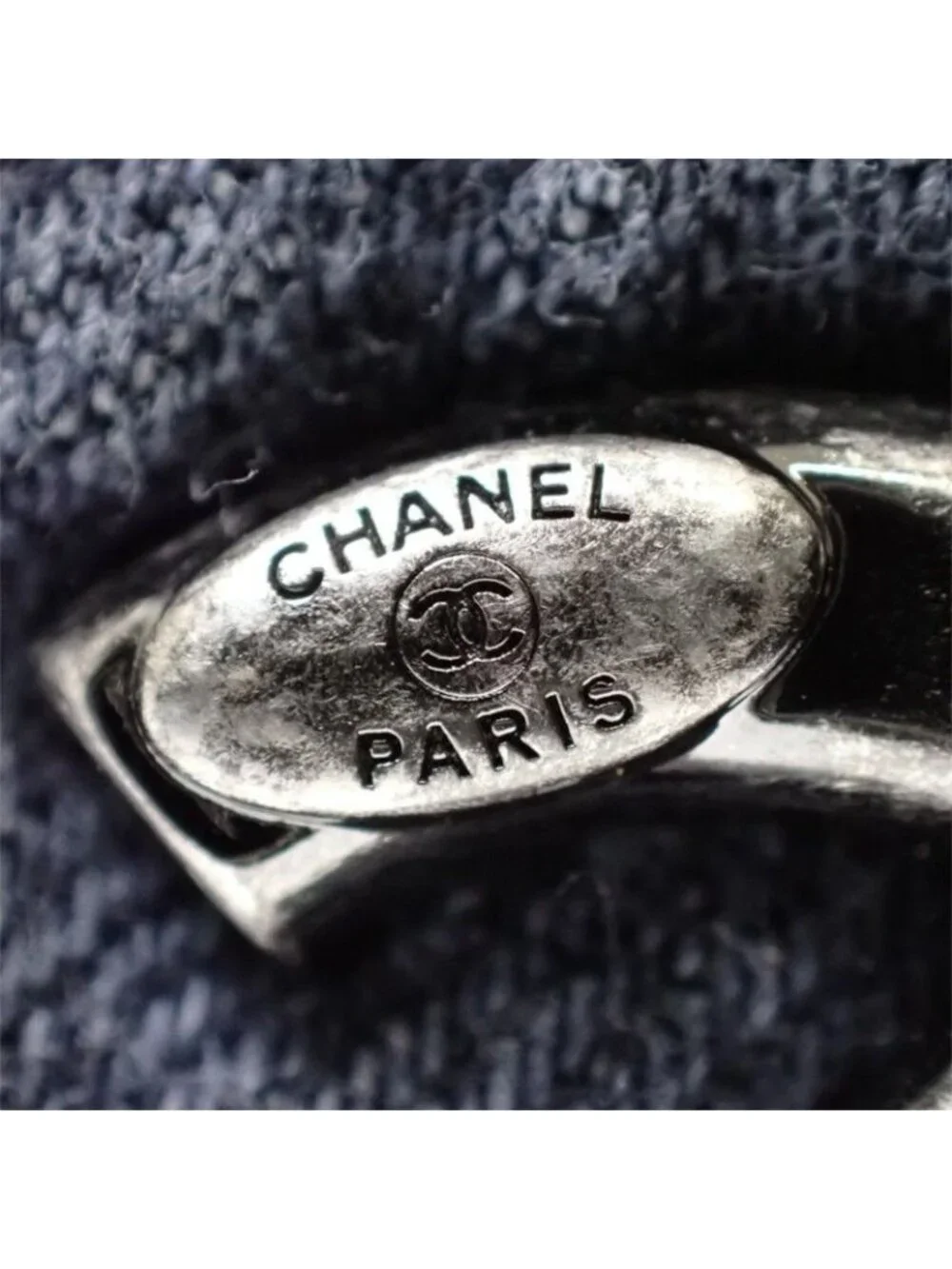 Chanel CC Logo Quilted Tote Bag Denim Leather Black Silver